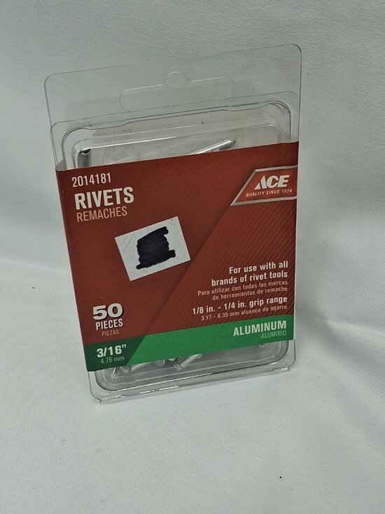 ACE Other - Ace 3/16 in. D X 1/8 -1/4in. Range Aluminum Rivets Silver 50 pk